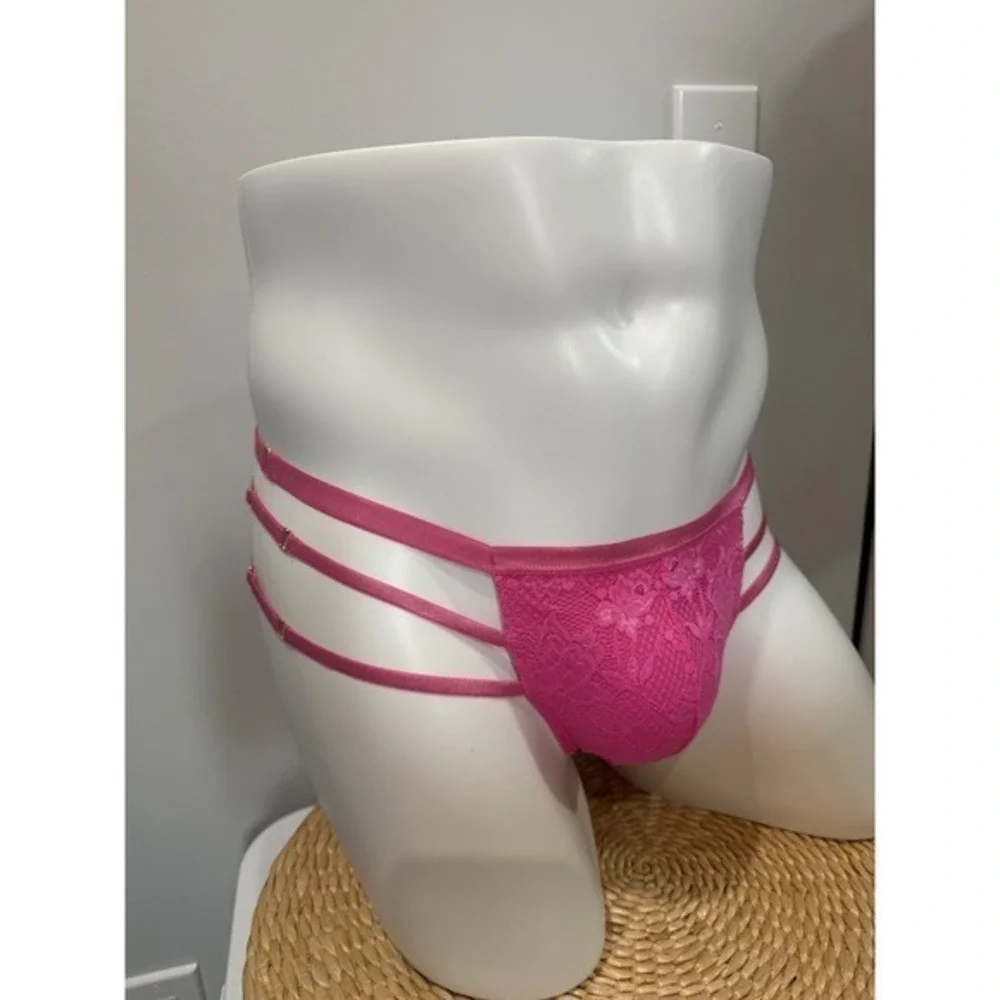 Luxury Cosabella Men's Lace Thong Rani Pink Strappy Brief Made in Italy XL NWT